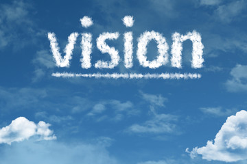 Vision cloud word with a blue sky
