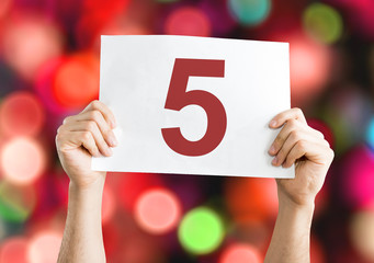 5 placard with bokeh background