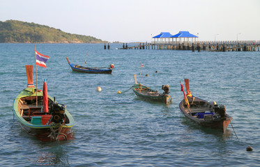 colorful boats nearly the shore, Phuket island