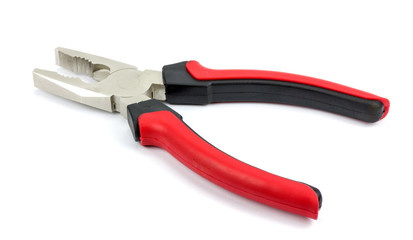 Red pliers isolated on white background.