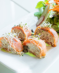 smoke salmon stuff with crab