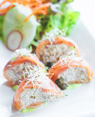 smoke salmon stuff with crab