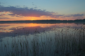 Beautiful sunrise at the lake. A little bit more and we will see the sun (Pisochne ozero, Ukraine)  