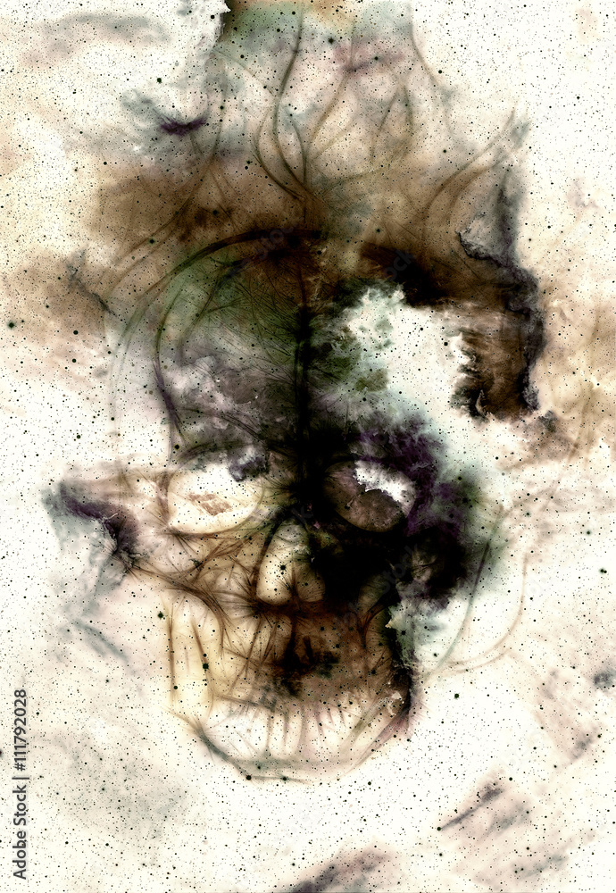 Poster Skull and fractal effect. Color space background, computer collage. Elements of this image furnished by NASA.