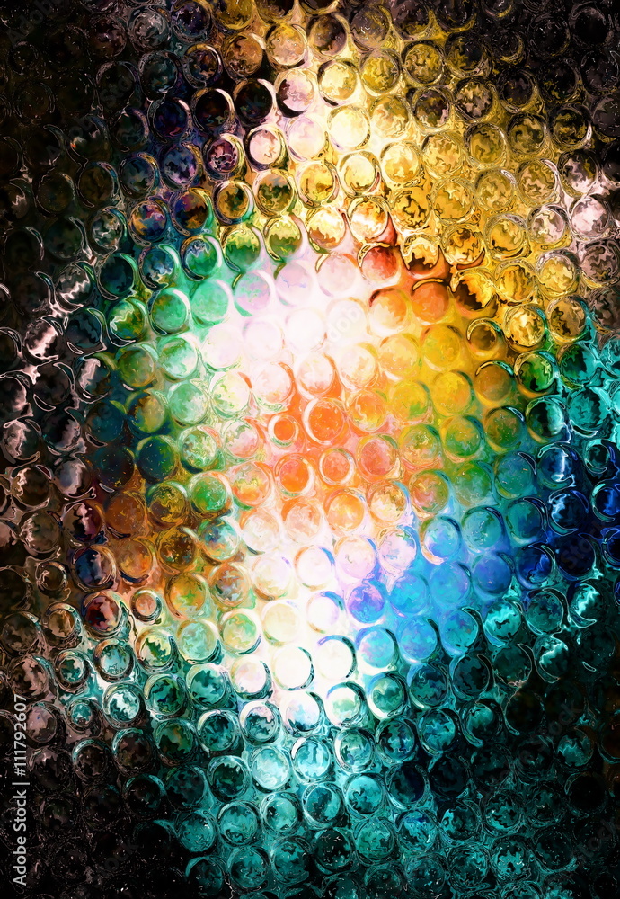 Poster color abstract background and glass effect, and light circle structure.