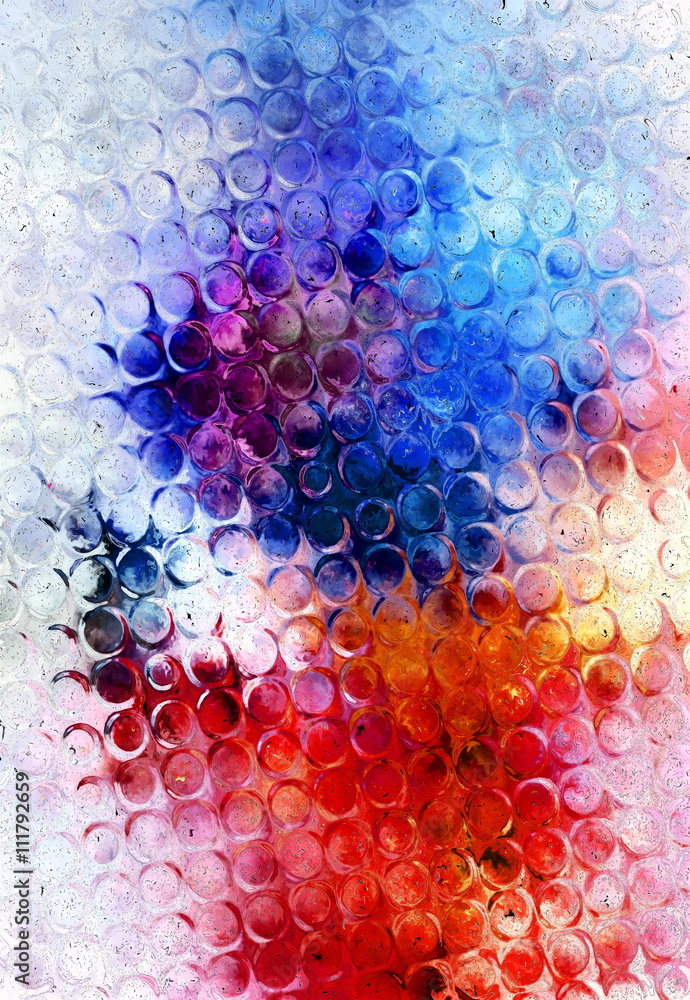 Poster color abstract background and glass effect, and light circle structure.