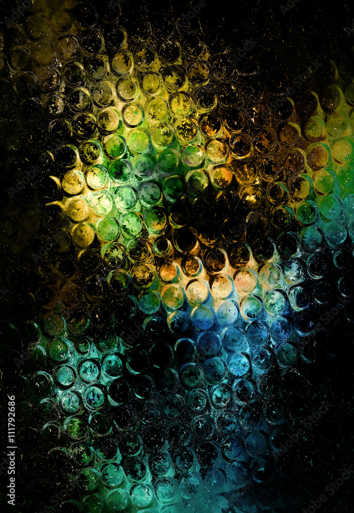 Poster color abstract background and glass effect, and light circle structure.