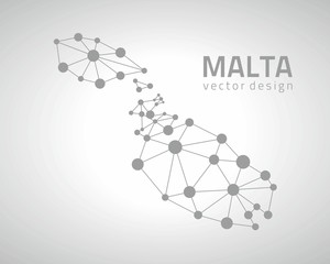 Malta grey outline vector map