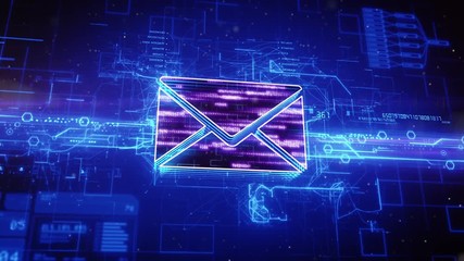 E-mail icon on abstract blue background - Powered by Adobe