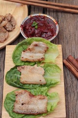 grilled pork belly korean food is delicious.