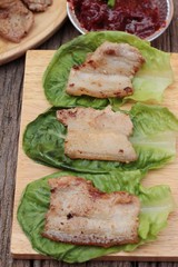 grilled pork belly korean food is delicious.