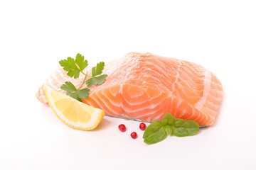 raw salmon fillet isolated