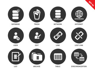 Database icons on white background