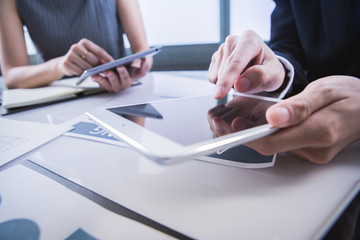 Business people meeting to discuss the situation on the market