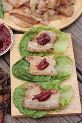 grilled pork belly korean food is delicious.