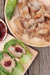 grilled pork belly korean food is delicious.