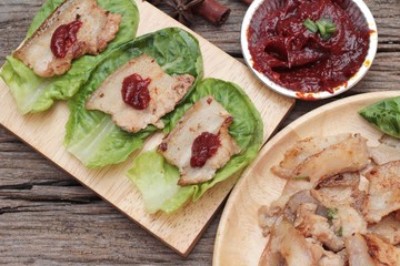 grilled pork belly korean food is delicious.