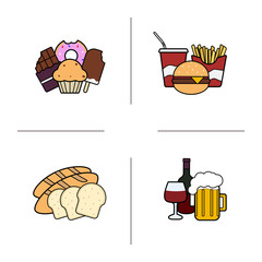 Food color icons set
