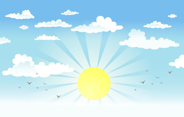 Sun in the cloudy sky