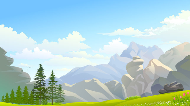 Rocky hills and mountains