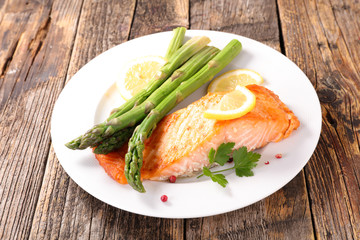 baked salmon fillet and asparagus