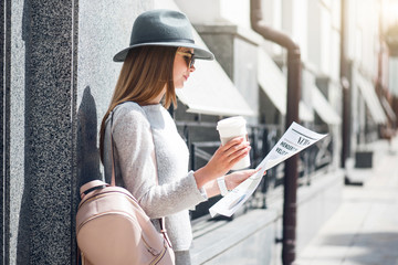 Modern young woman in a big city