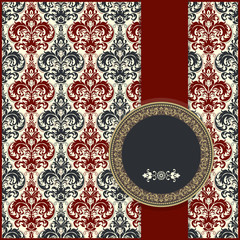 Vintage invitation card with colorful Victorian ornaments