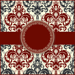 Vintage invitation card with colorful Victorian ornaments