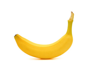 side view ripe banana isolated on white with clipping path