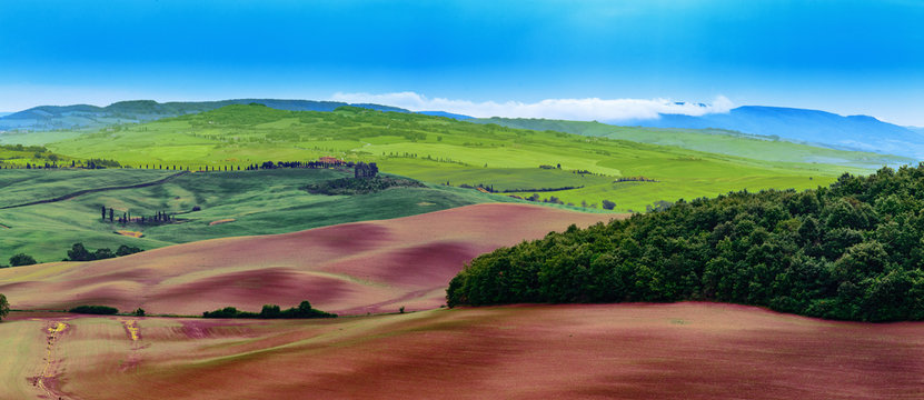 Typical tuscany landscape, Vale D'Orcia, Italy.