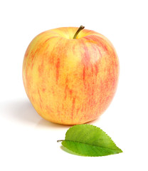 Apple with leaf isolated.
