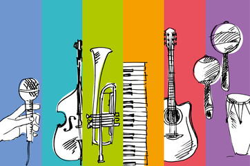 hand drawn vector simple sketch of music illustration - 111798417