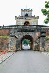 Traditional style vietnamese bridge with tower view point.