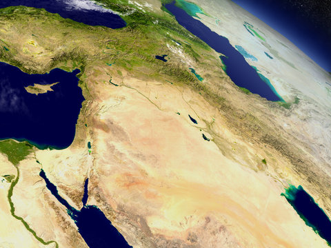 Israel, Lebanon, Jordan, Syria and Iraq region from space