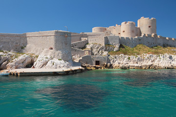 Fototapeta premium Mooring and fortress. Chateau If, Marseille, France