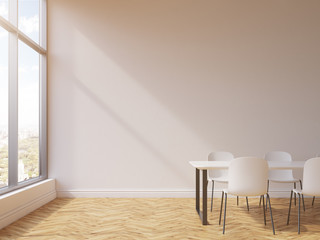 Conference room with blank wall