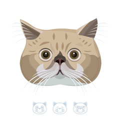 Cartoon brown cat portrait. Vector Illustration.