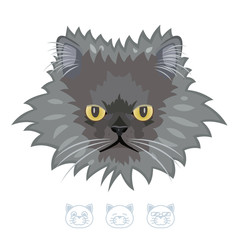 Cartoon shaggy cat portrait. Vector Illustration.