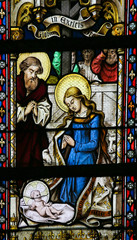 Fototapeta premium Stained Glass - Nativity Scene