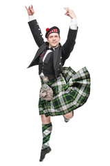 Young man in clothing for Scottish dance