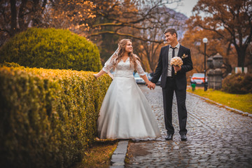 Happy Bride and groom on their wedding day