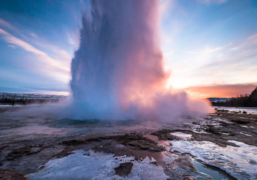 Eruption of geyser Strokkur, Iceland