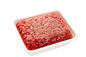 Isolated frozen meat package. 
