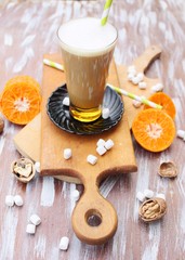 coffee iced with orange-hazelnut flavor