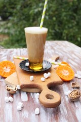 coffee iced with orange-hazelnut flavor