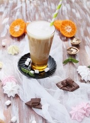 coffee iced with orange-hazelnut flavor