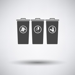 Garbage containers with separated trash icon