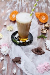 coffee iced with orange-hazelnut flavor