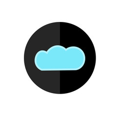 Flat Cloud Icon in Circle Frame for Web, App, Internet, Smartphone Interface., Weather Forecast. Vector Button