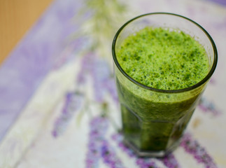 Fresh green smoothie made of pear and spinach